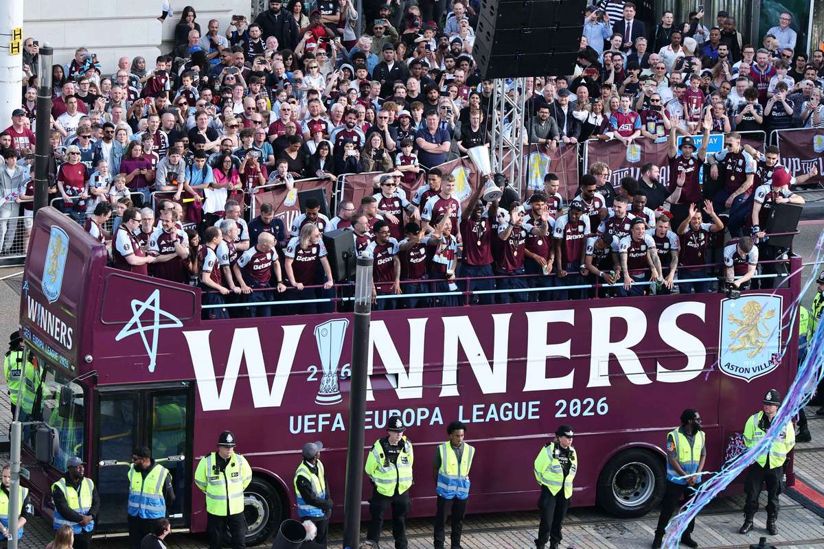 Thousands of Aston Villa fans fill streets to celebrate Europa League victory