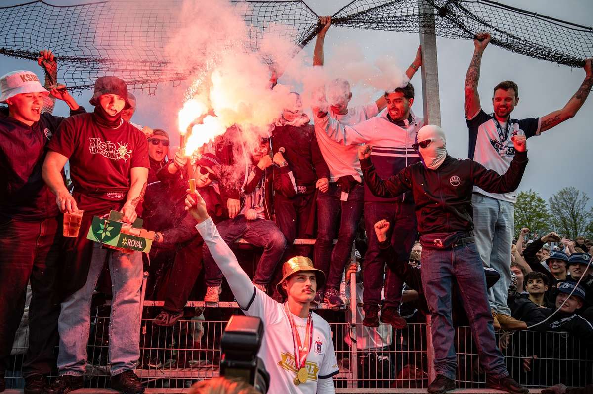 German AGF striker handed two-match suspension for celebrating Danish title with flares