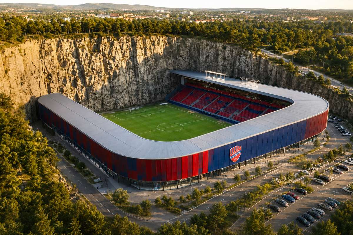 Clube polonês se inspira em estádio com "paredão" de pedra para construir arena única