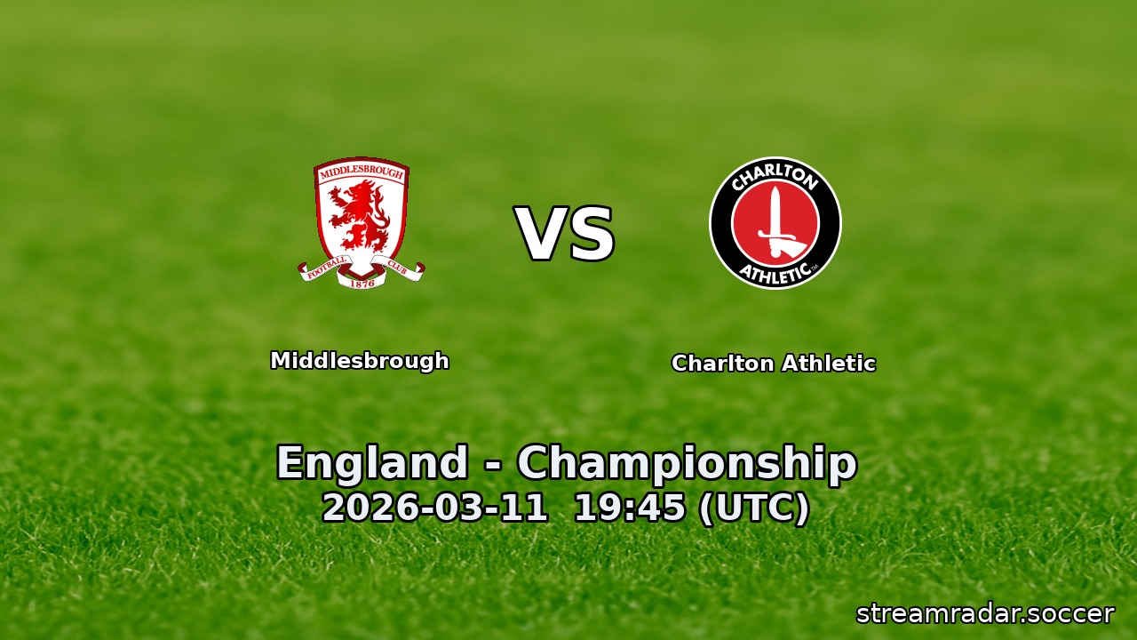 Middlesbrough vs Charlton Athletic