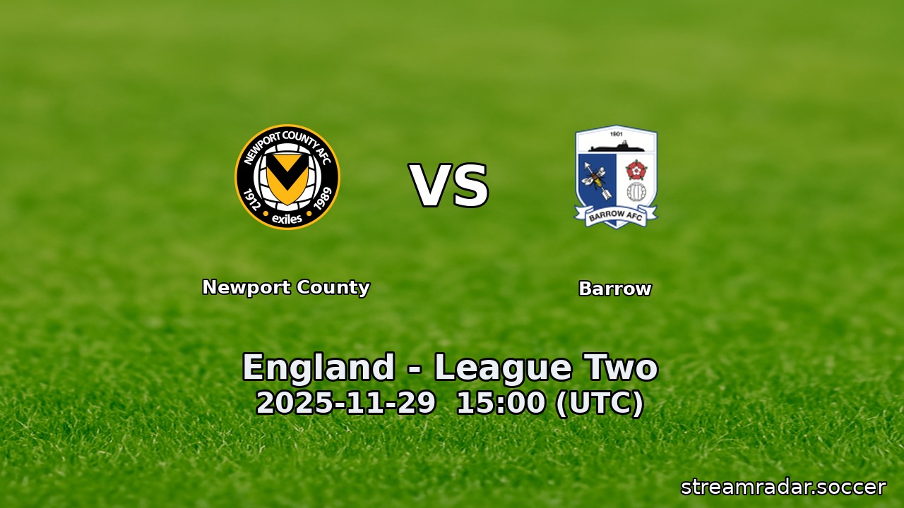 Newport County vs Barrow