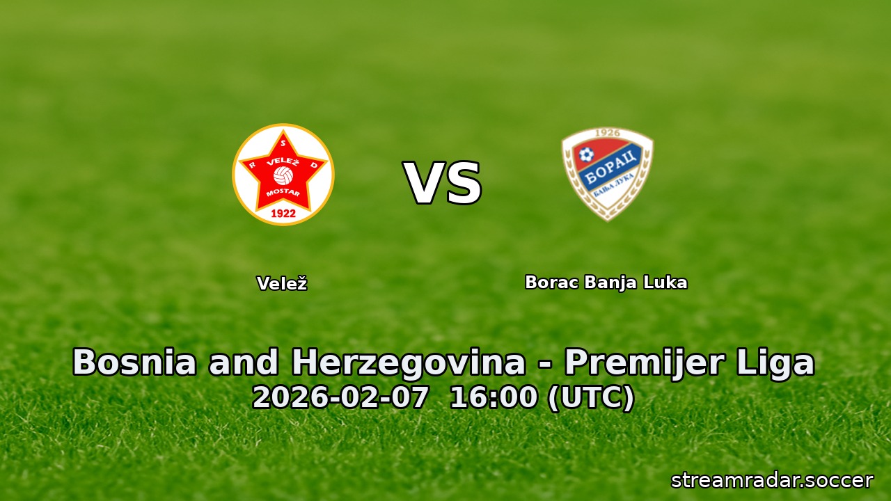 Velež vs Borac Banja Luka