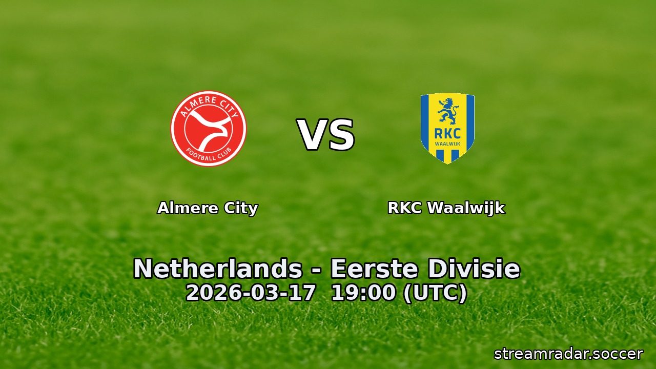 Almere City vs RKC Waalwijk