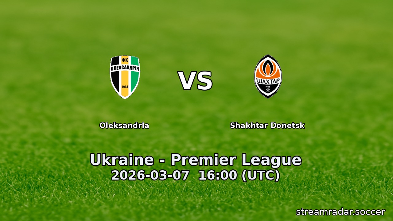 Oleksandria vs Shakhtar Donetsk