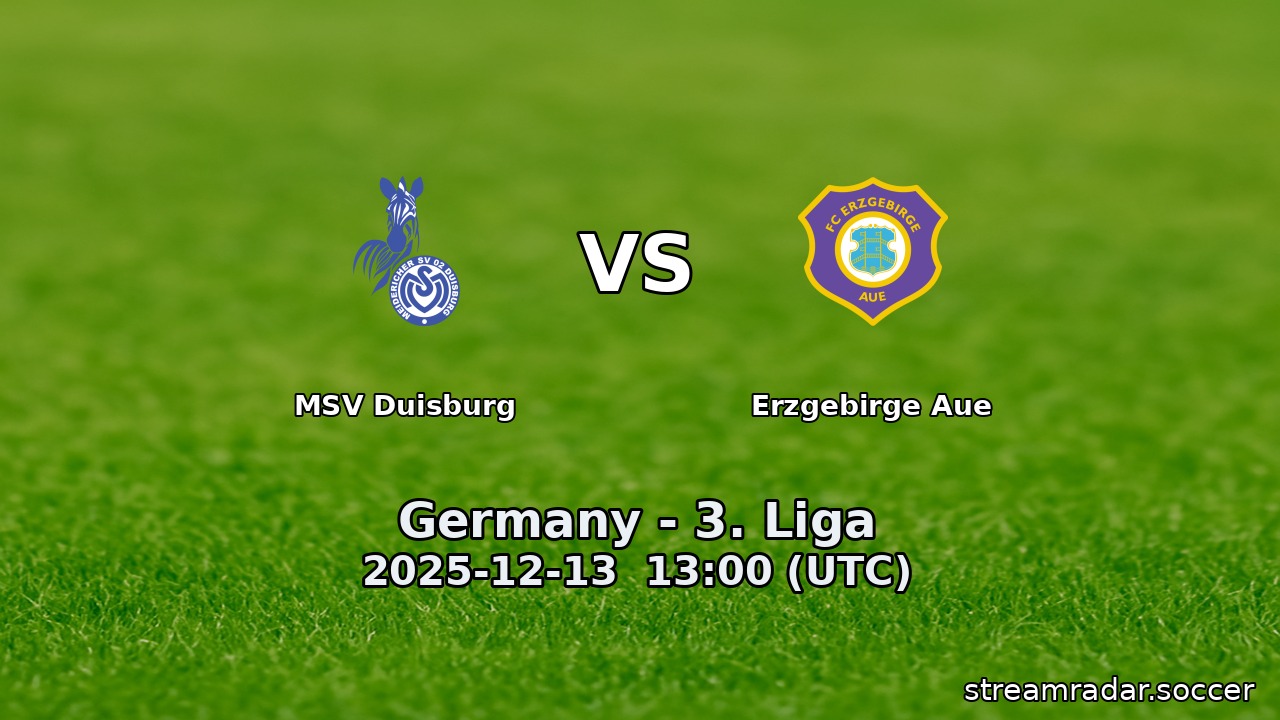 MSV Duisburg vs Erzgebirge Aue