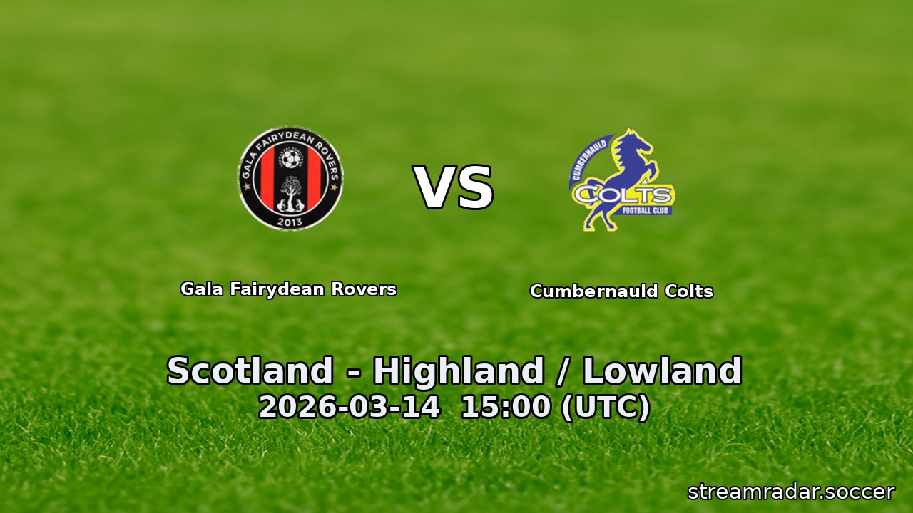 Gala Fairydean Rovers vs Cumbernauld Colts