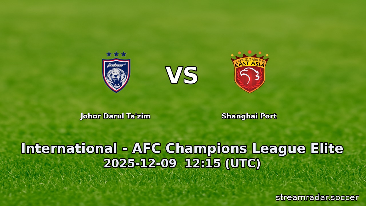 Johor Darul Ta'zim vs Shanghai Port