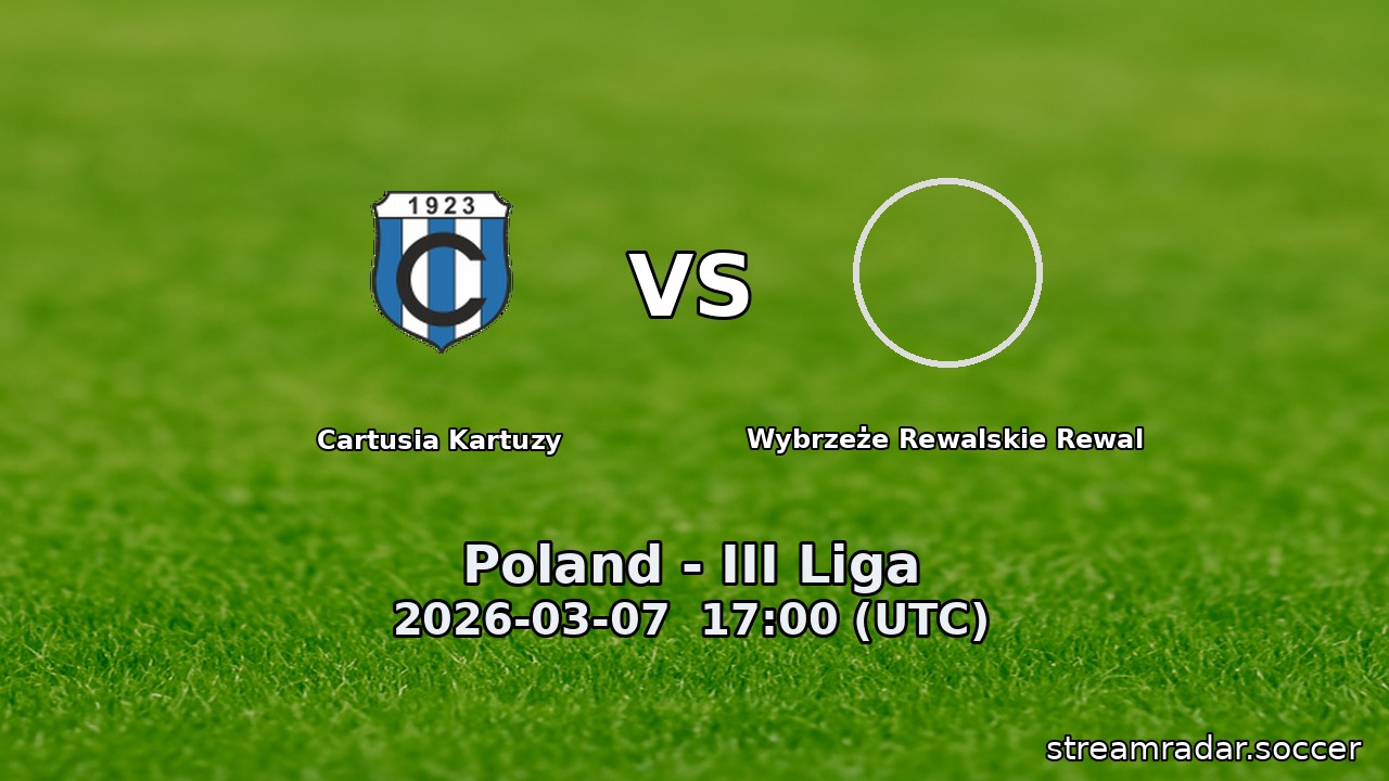 Cartusia Kartuzy vs Wybrzeże Rewalskie Rewal