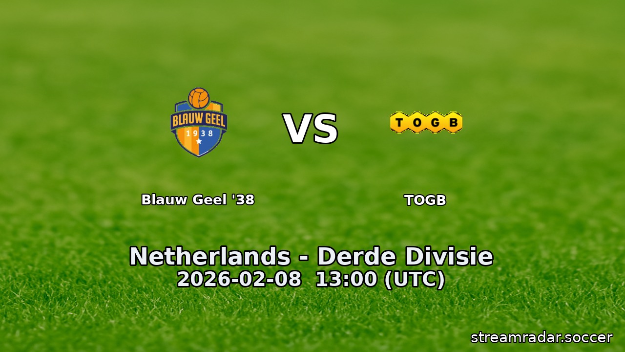 Blauw Geel '38 vs TOGB