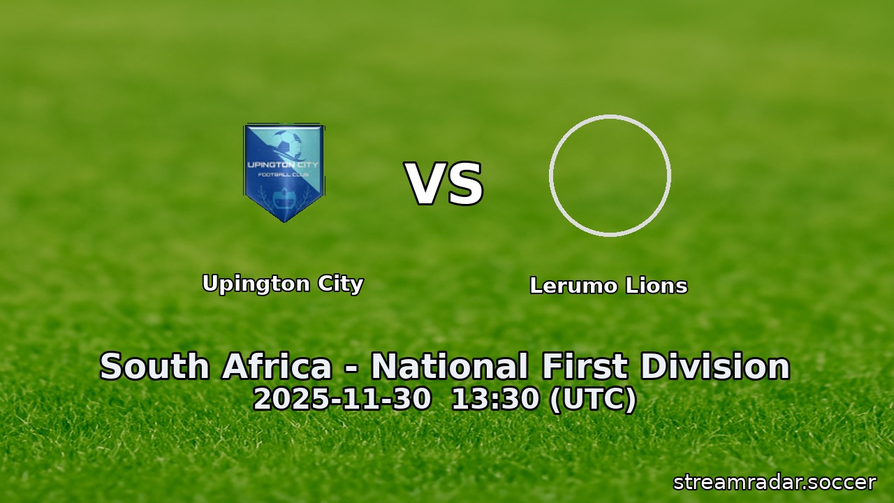 Upington City vs Lerumo Lions