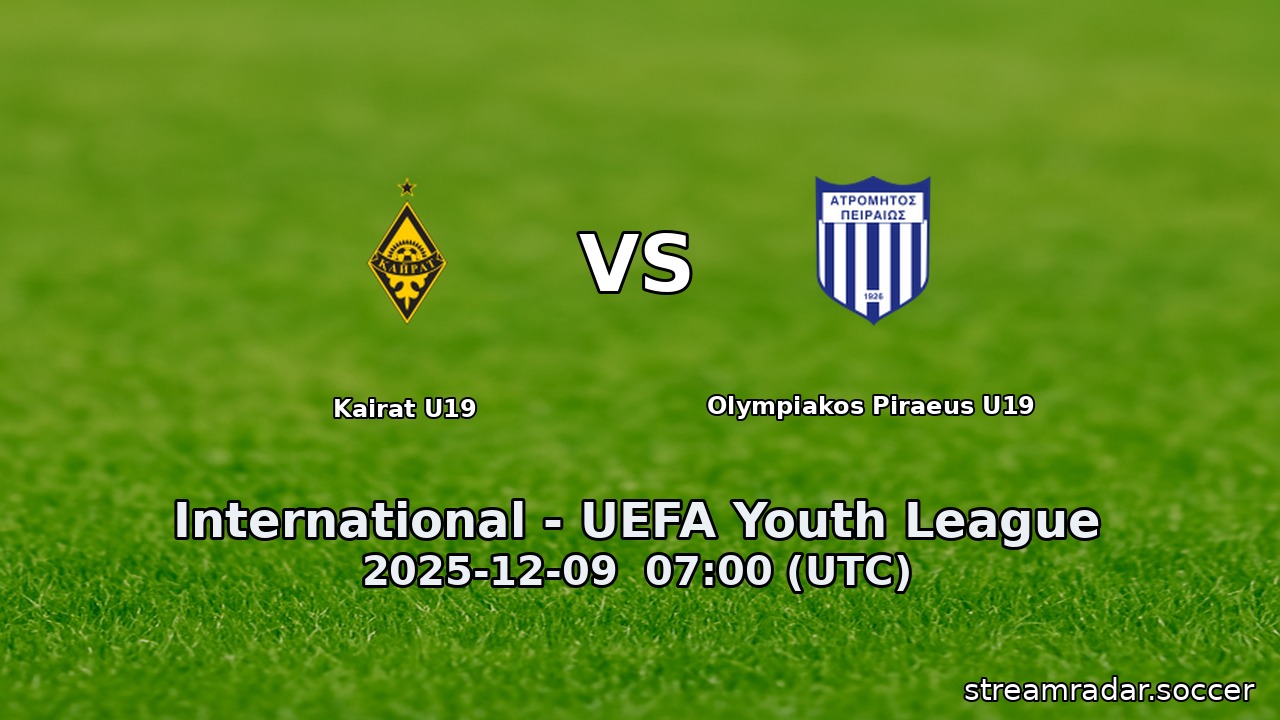 Kairat U19 vs Olympiakos Piraeus U19