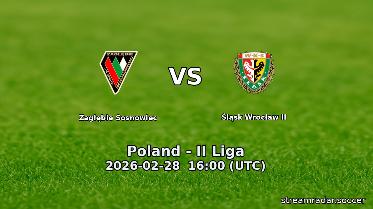 Zagłębie Sosnowiec vs Śląsk Wrocław II