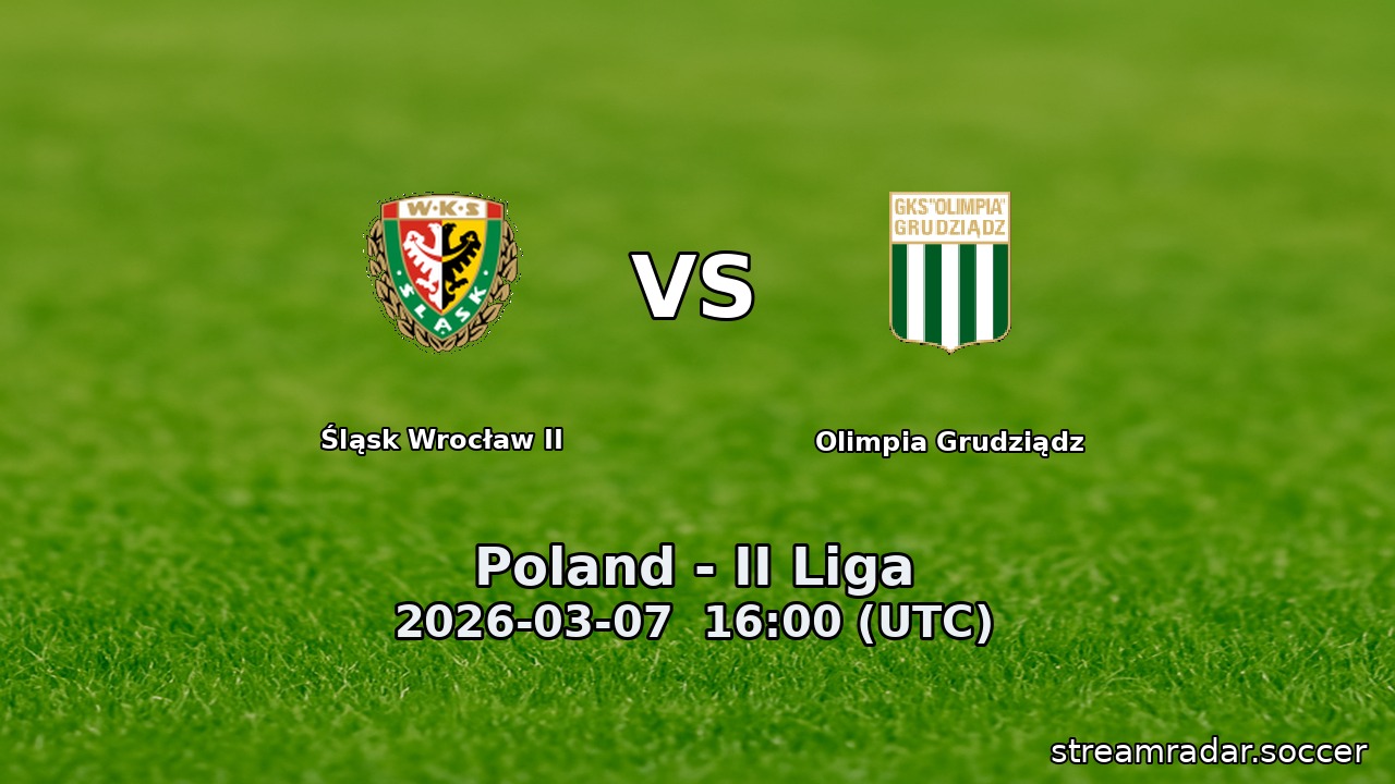Śląsk Wrocław II vs Olimpia Grudziądz