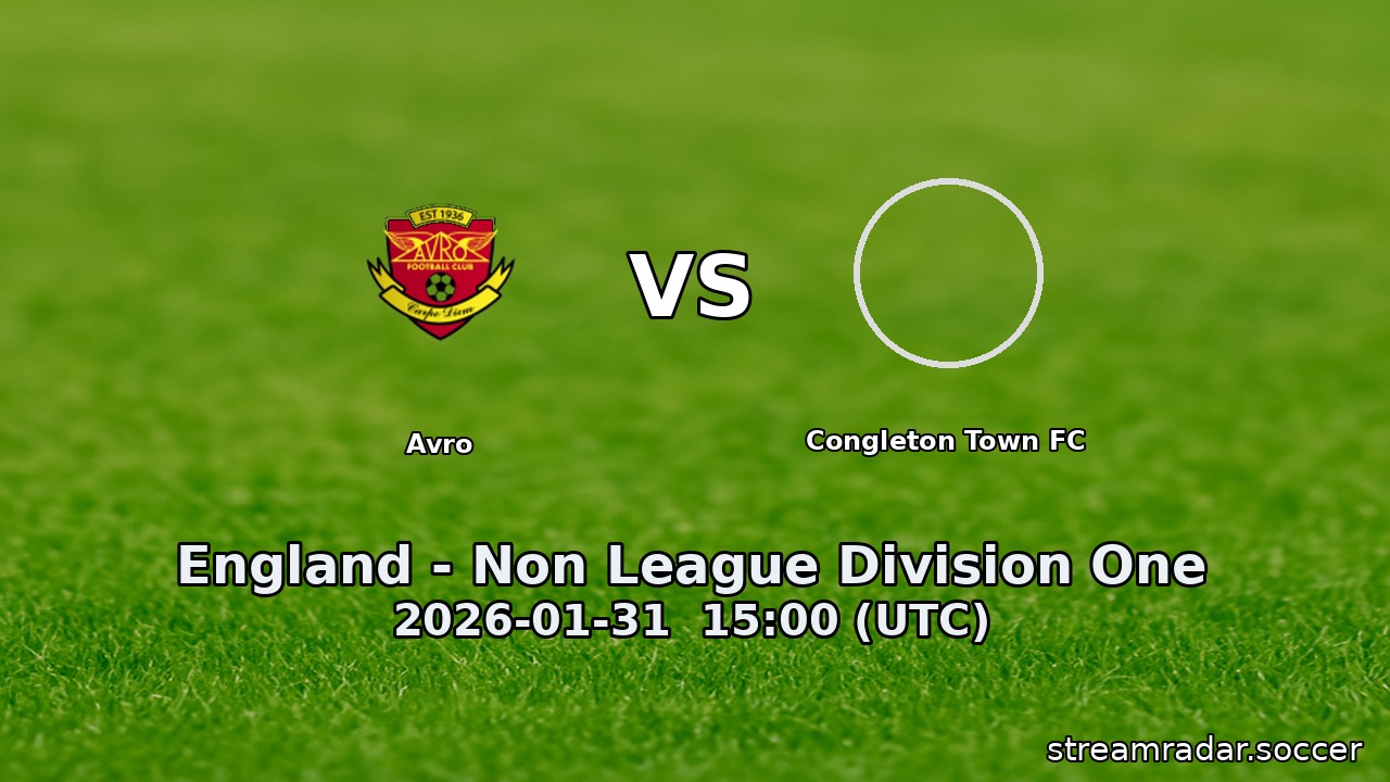 Avro vs Congleton Town FC
