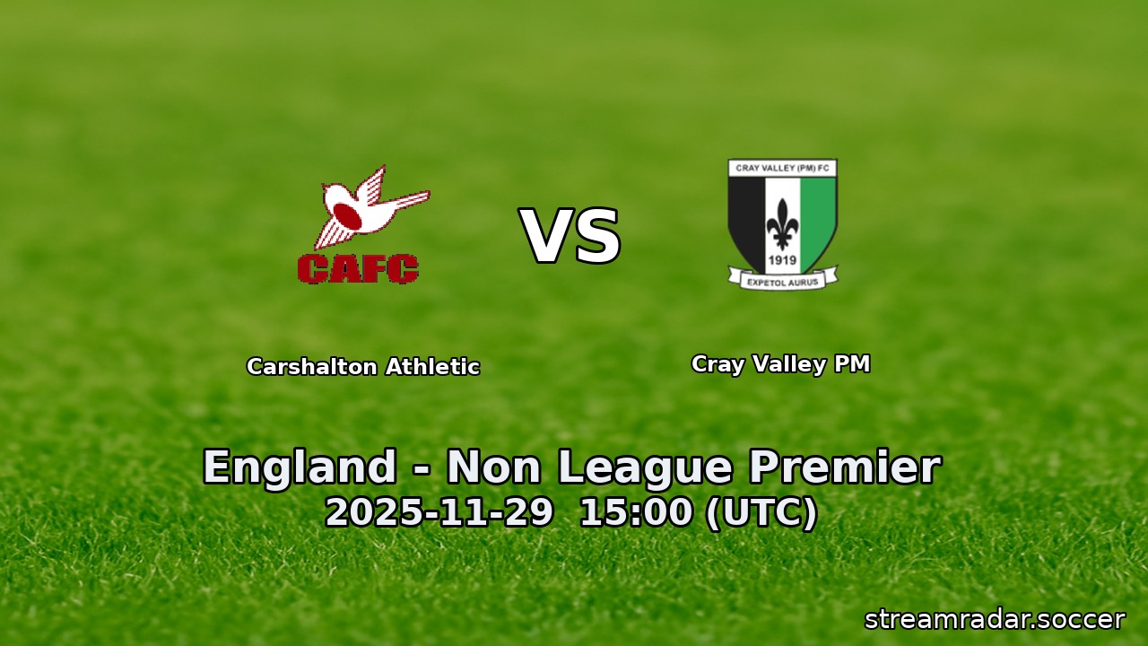 Carshalton Athletic vs Cray Valley PM