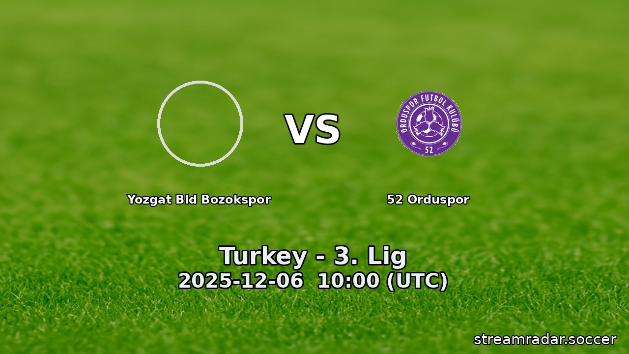 Yozgat Bld Bozokspor vs 52 Orduspor