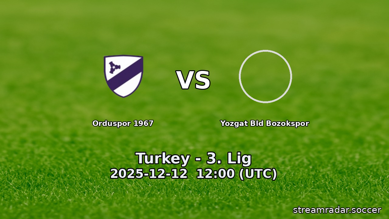Orduspor 1967 vs Yozgat Bld Bozokspor