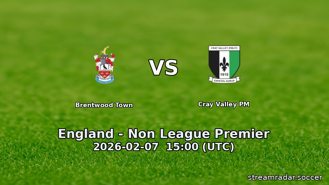 Brentwood Town vs Cray Valley PM