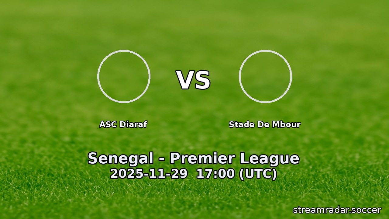 ASC Diaraf vs Stade De Mbour