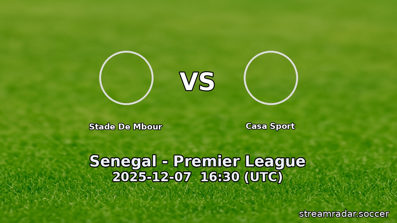 Stade De Mbour vs Casa Sport