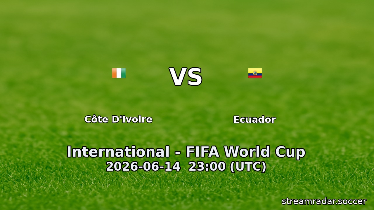 Côte D'Ivoire vs Ecuador