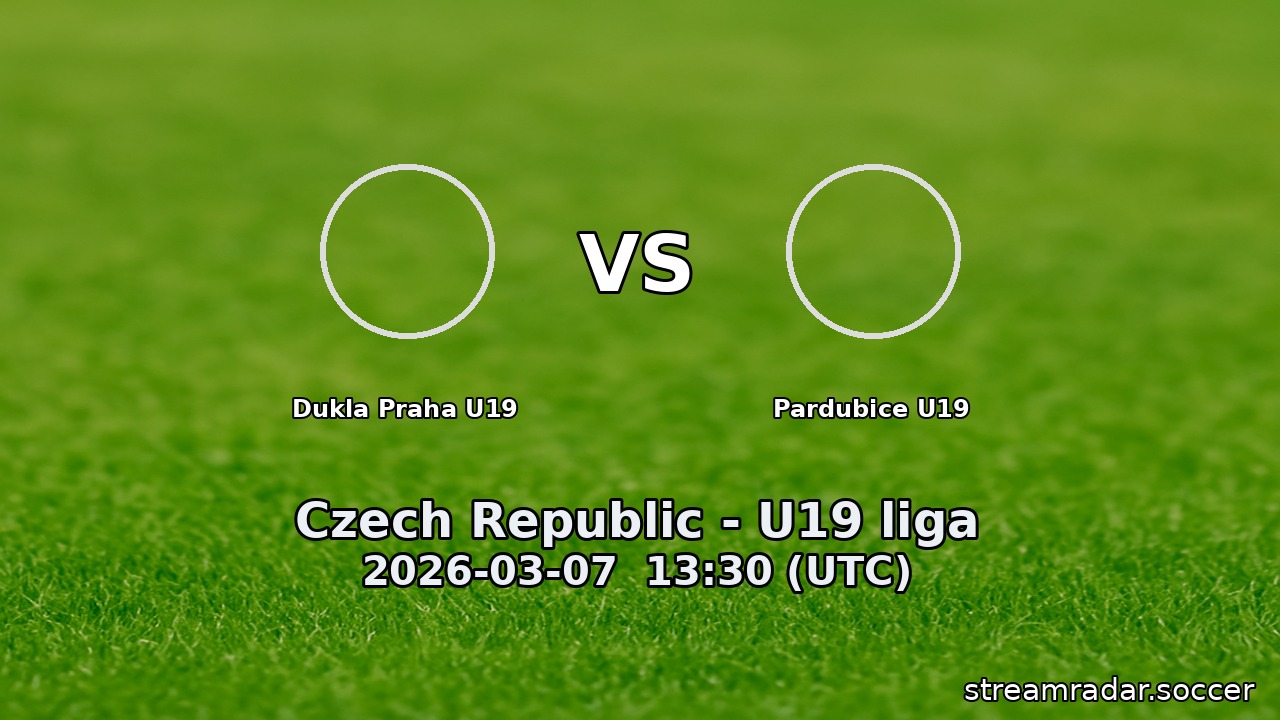 Dukla Praha U19 vs Pardubice U19