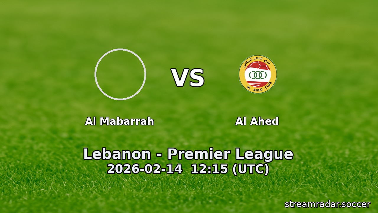 Al Mabarrah vs Al Ahed