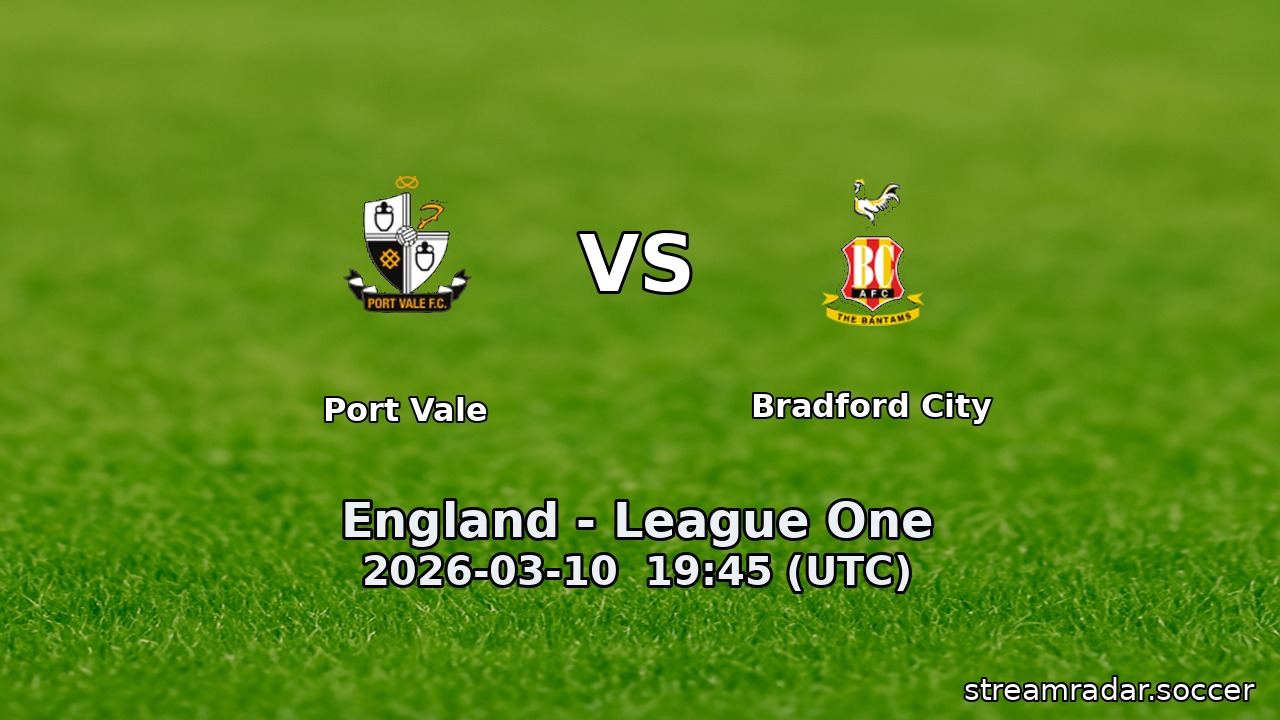 Port Vale vs Bradford City