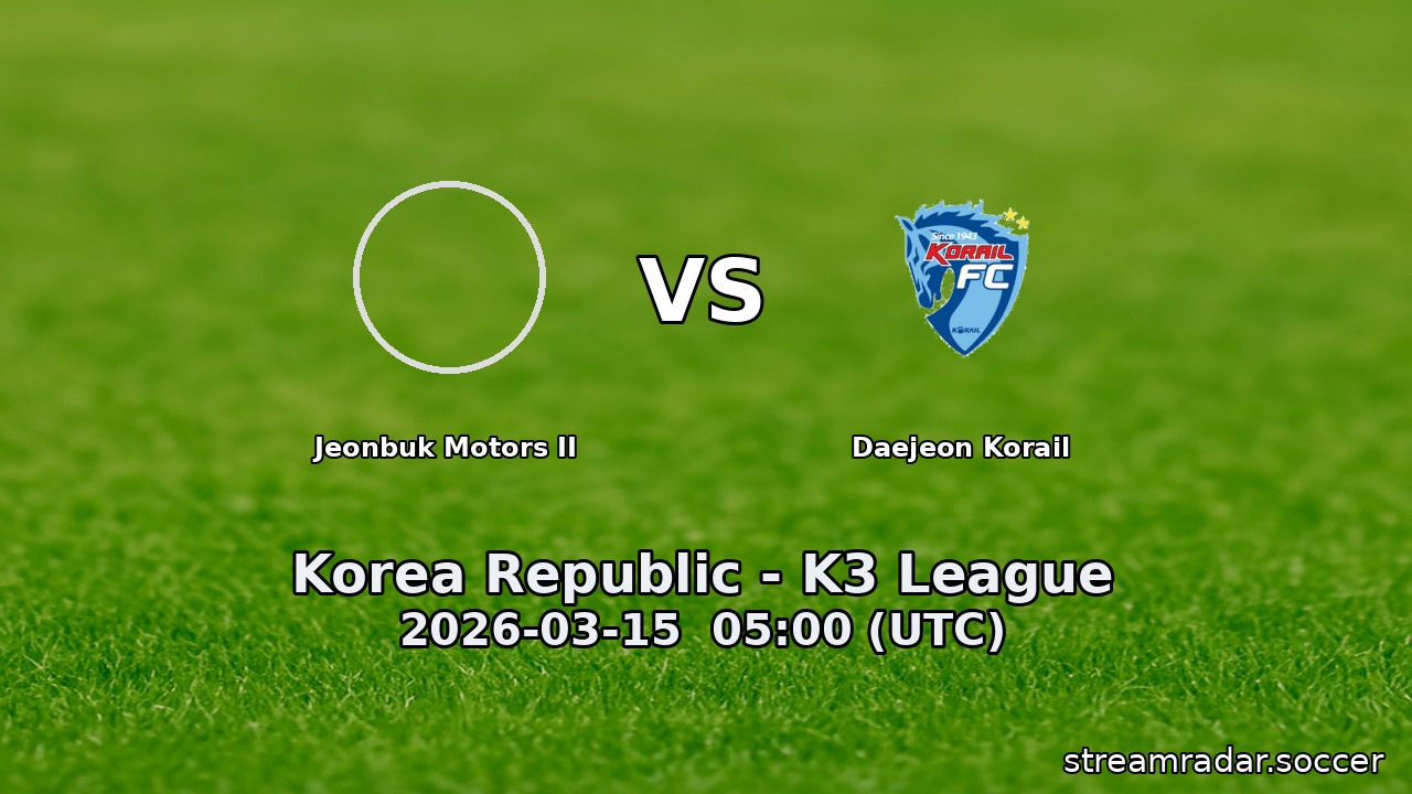 Jeonbuk Motors II vs Daejeon Korail