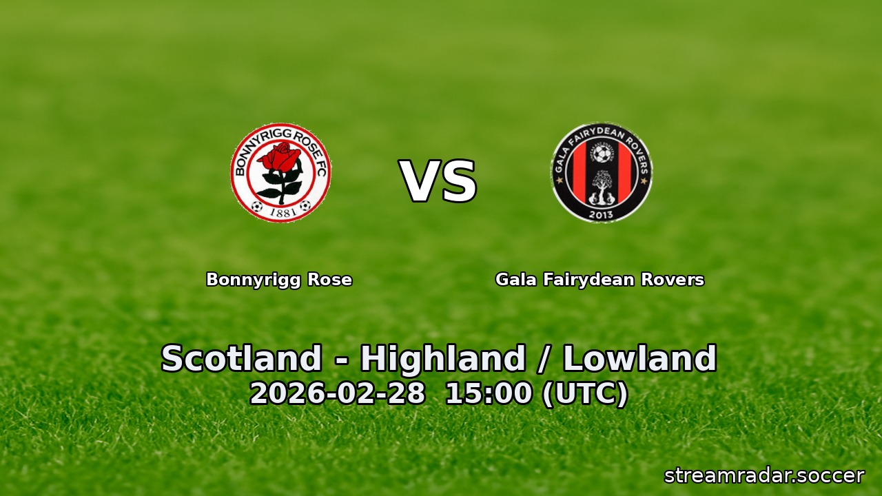 Bonnyrigg Rose vs Gala Fairydean Rovers