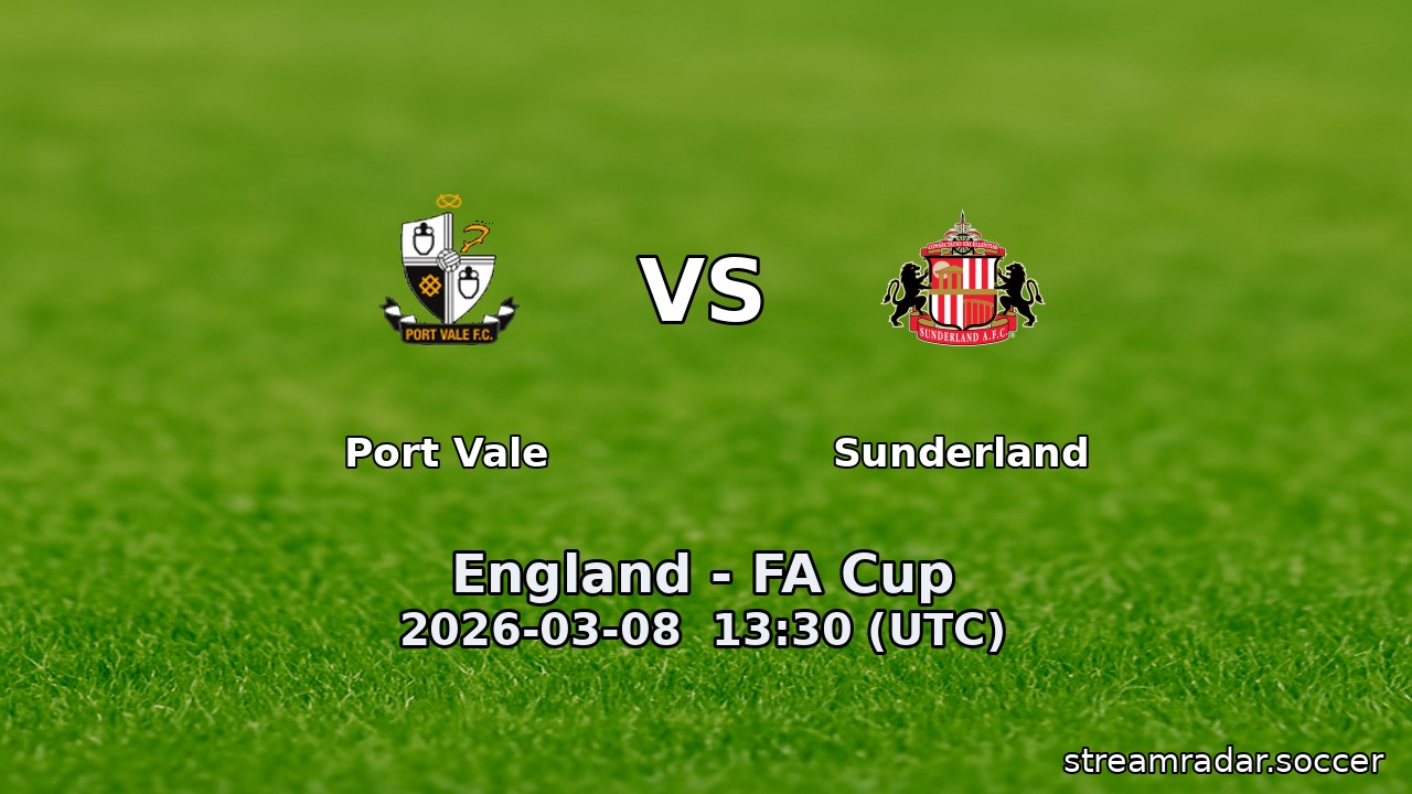 Port Vale vs Sunderland