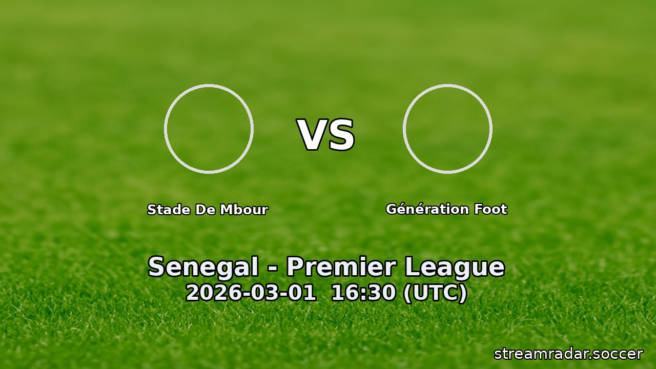 Stade De Mbour vs Génération Foot