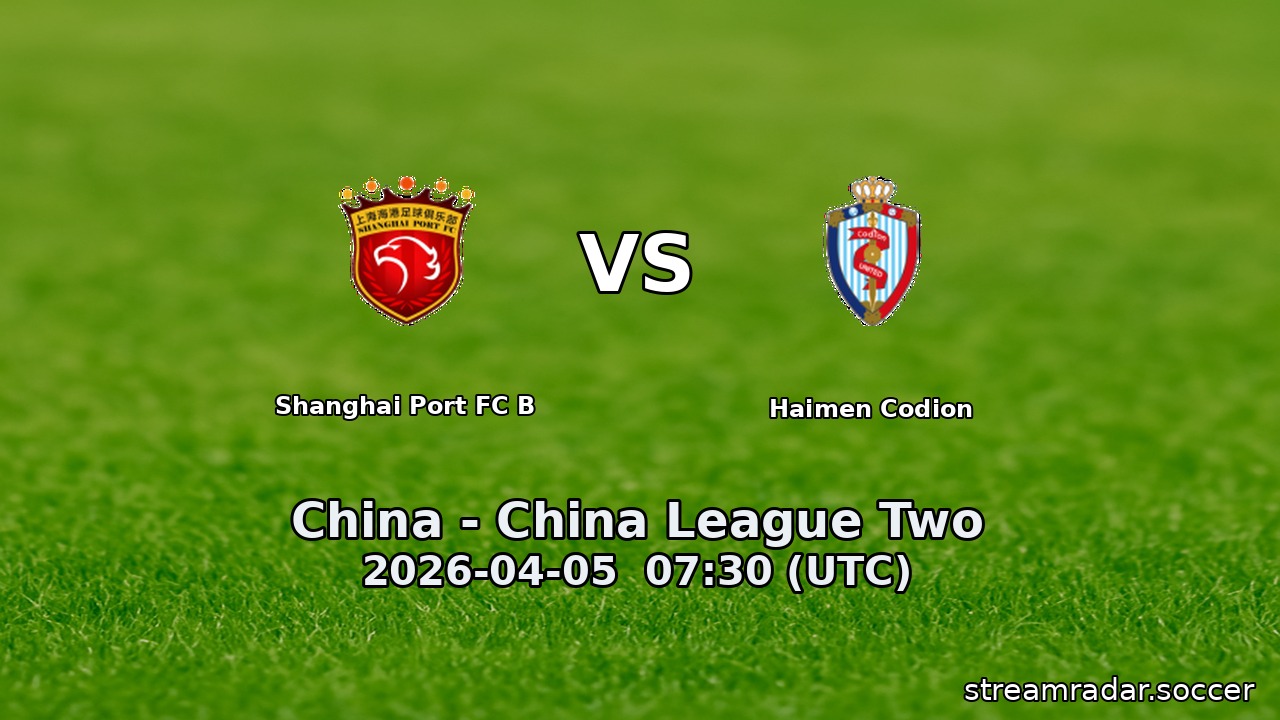 Shanghai Port FC B vs Haimen Codion