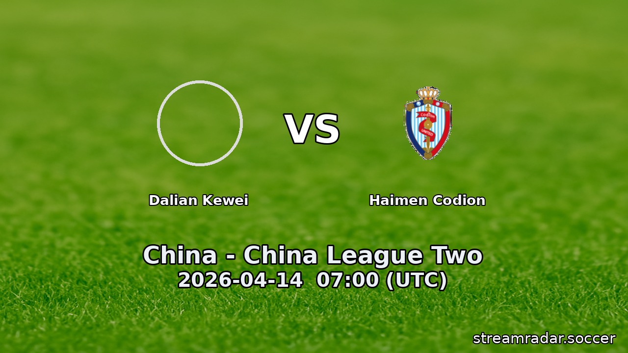 Dalian Kewei vs Haimen Codion
