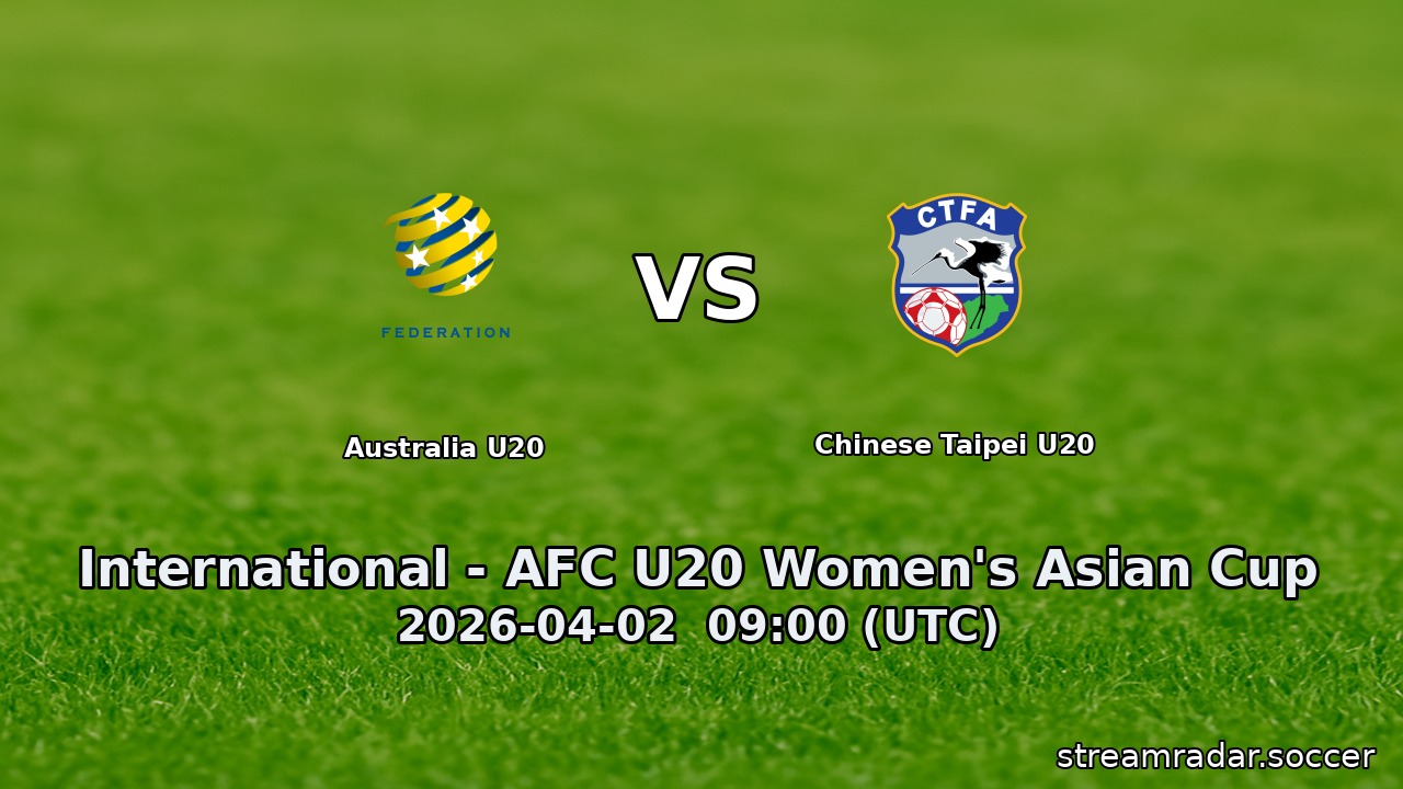Australia U20 vs Chinese Taipei U20